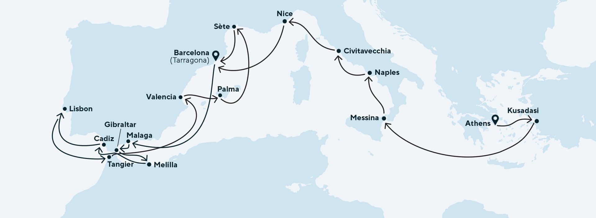 22 nights Mediterranean cruise on Celestyal Discovery 
from PIR to TAR 