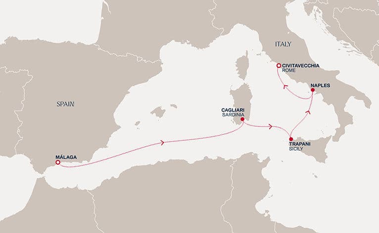 6 nights Mediterranean cruise on EXPLORA II 
from 🇪🇸 Málaga to 🇮🇹 Civitavecchia 