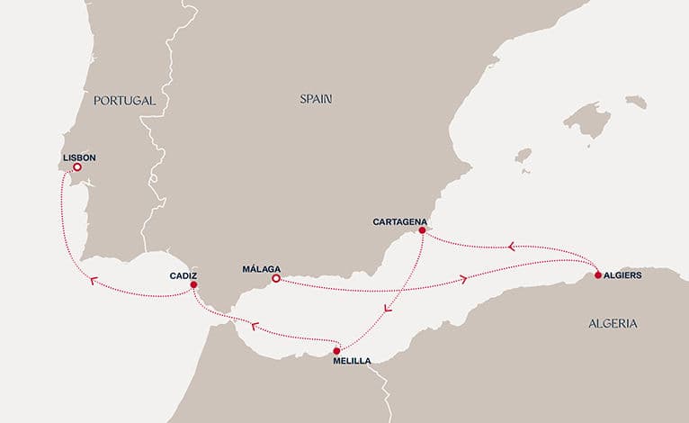 7 nights Mediterranean cruise on EXPLORA V 
from 🇪🇸 Málaga to 🇵🇹 Lisbon 