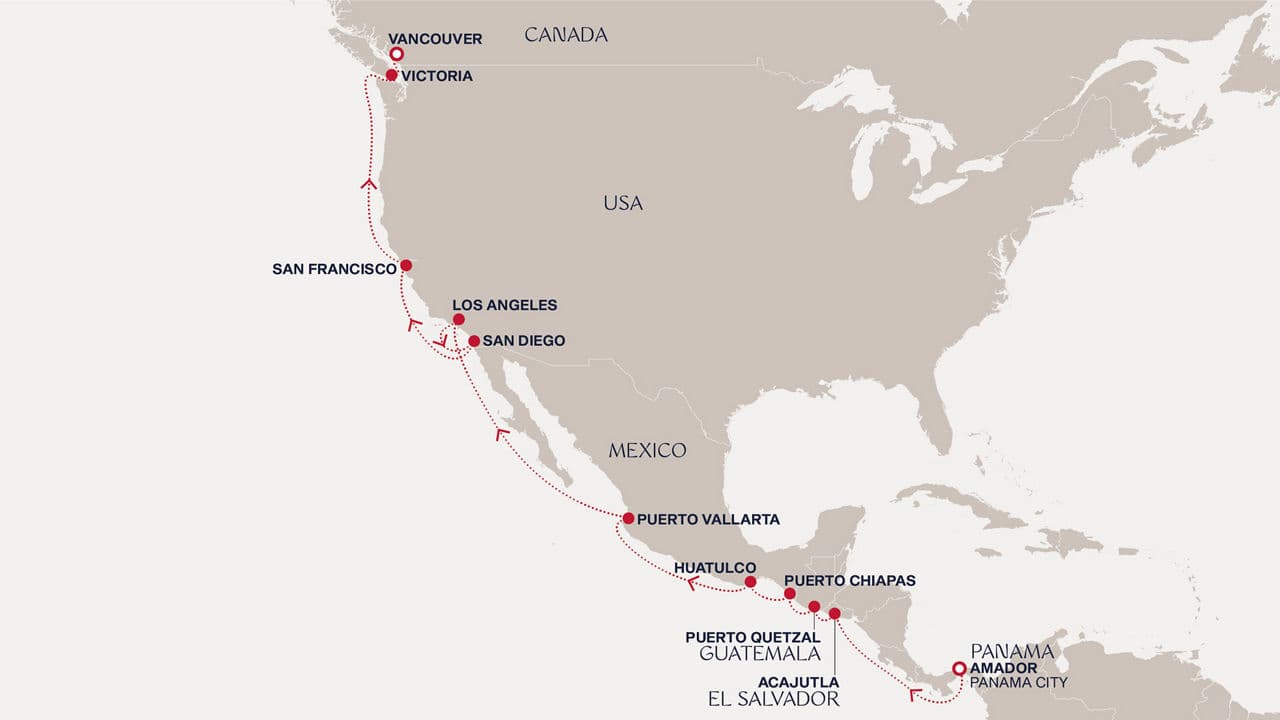 18 nights Transatlantic cruise on EXPLORA III 
from 🇵🇦 Fuerte Amador to 🇨🇦 Vancouver 