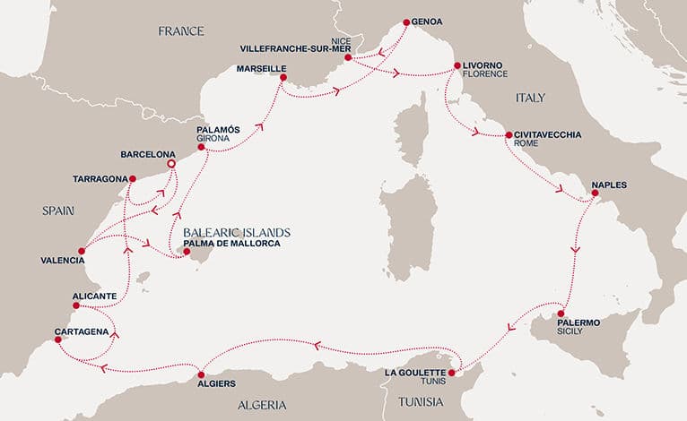 18 nights Mediterranean cruise on EXPLORA II 
from 🇪🇸 Barcelona 