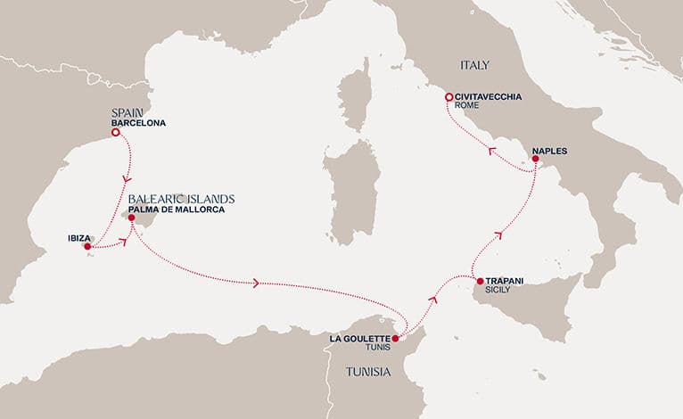 7 nights Mediterranean cruise on EXPLORA VI 
from 🇪🇸 Barcelona to 🇮🇹 Civitavecchia 