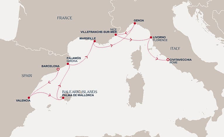 9 nights Mediterranean cruise on EXPLORA II 
from 🇪🇸 Barcelona to 🇮🇹 Civitavecchia 