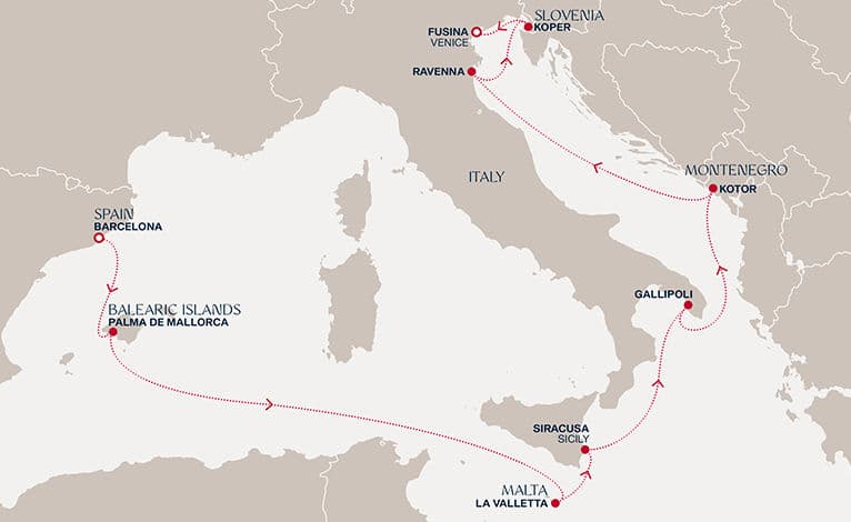 10 nights Mediterranean cruise on EXPLORA IV 
from 🇪🇸 Barcelona to 🇮🇹 Fusina 