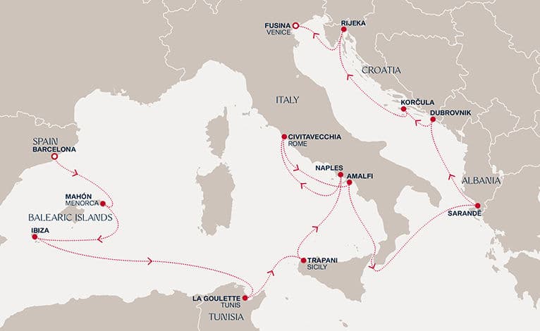 14 nights Mediterranean cruise on EXPLORA VI 
from 🇪🇸 Barcelona to 🇮🇹 Fusina 