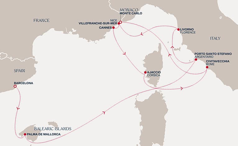 9 nights Mediterranean cruise on EXPLORA II 
from 🇪🇸 Barcelona to 🇲🇨 Monte Carlo 