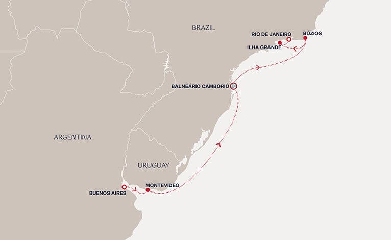 7 nights South American cruise on EXPLORA I 
from 🇦🇷 Buenos Aires to 🇧🇷 Rio de Janeiro 