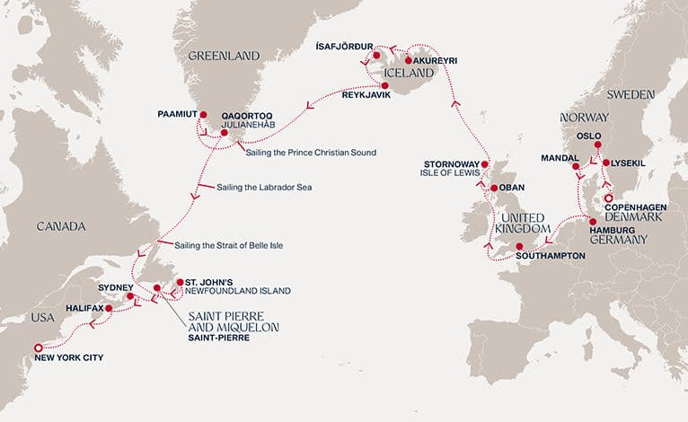 28 nights Transatlantic cruise on EXPLORA V 
from 🇩🇰 Copenhagen to 🇺🇸 New York 