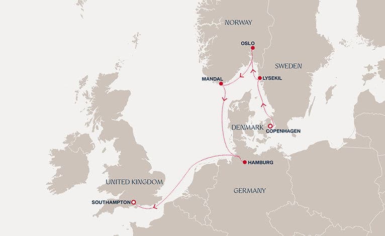 7 nights North European cruise on EXPLORA V 
from 🇩🇰 Copenhagen to 🇬🇧 Southampton 