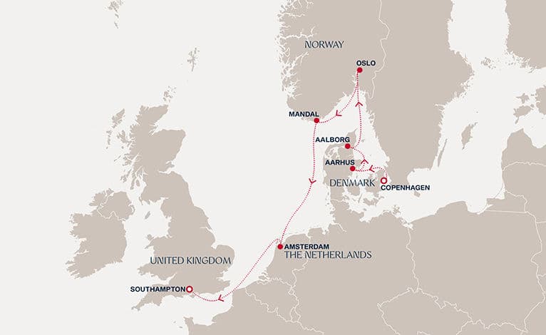 8 nights North European cruise on EXPLORA IV 
from 🇩🇰 Copenhagen to 🇬🇧 Southampton 