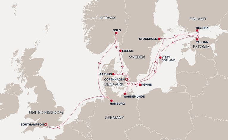 16 nights North European cruise on EXPLORA IV 
from 🇩🇰 Copenhagen to 🇬🇧 Southampton 