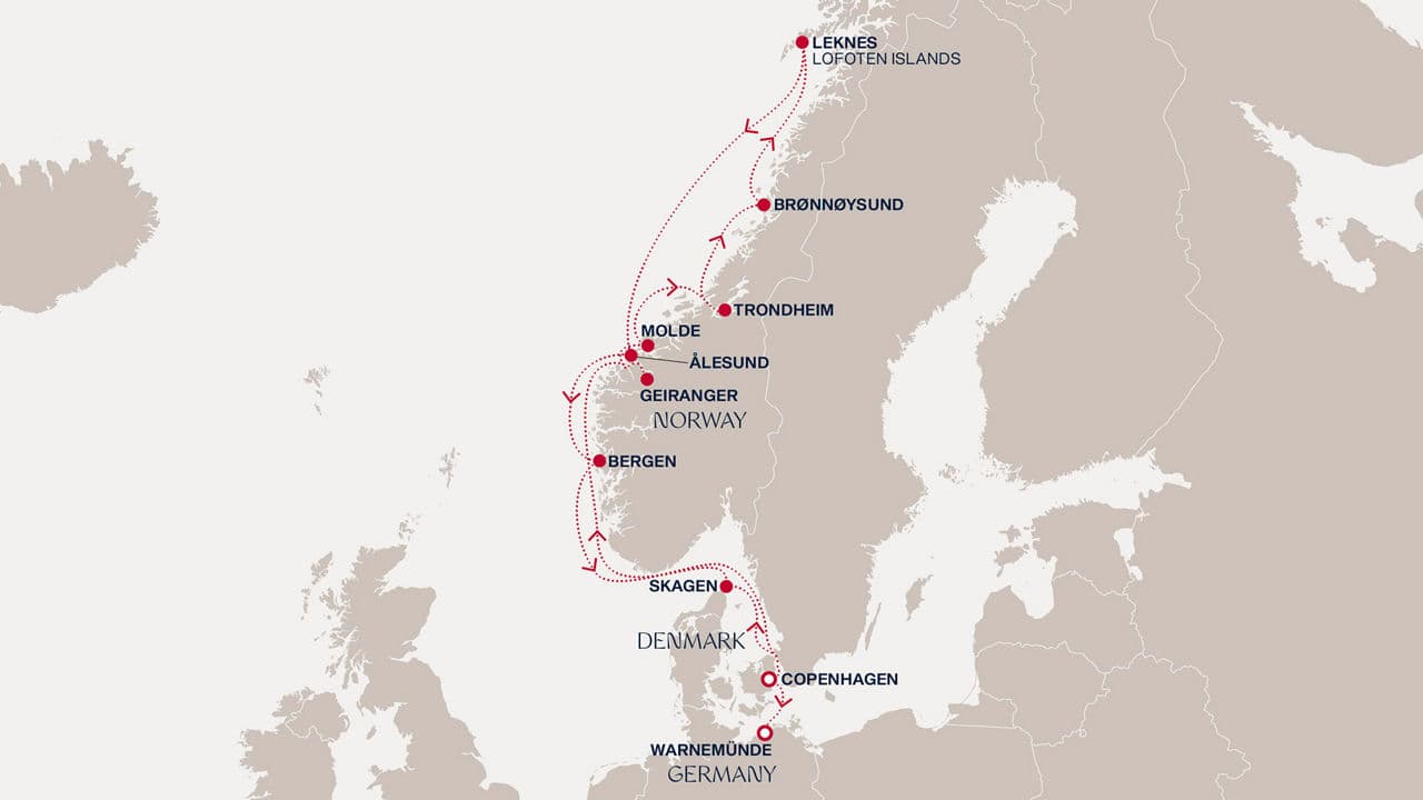 13 nights North European cruise on EXPLORA IV 
from 🇩🇰 Copenhagen to 🇩🇪 Warnemünde 