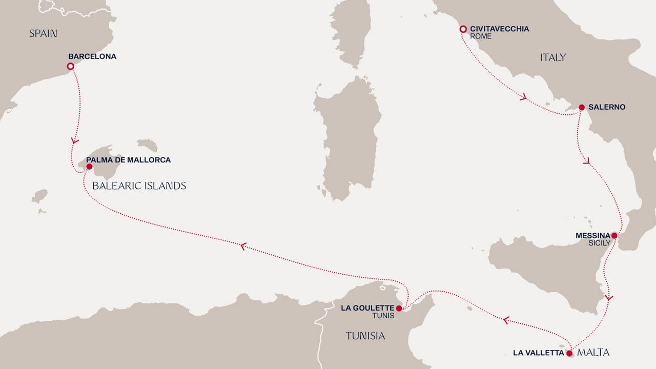 7 nights Mediterranean cruise on EXPLORA V 
from 🇮🇹 Civitavecchia to 🇪🇸 Barcelona 