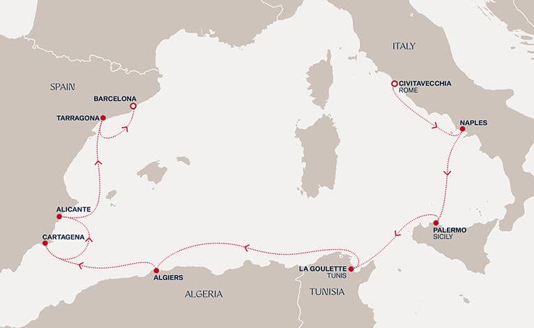 9 nights Mediterranean cruise on EXPLORA II 
from 🇮🇹 Civitavecchia to 🇪🇸 Barcelona 