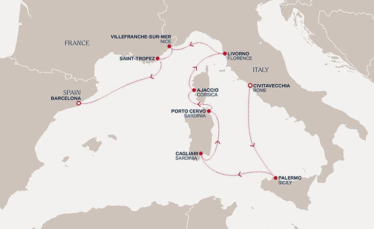 10 nights Mediterranean cruise on EXPLORA VI 
from 🇮🇹 Civitavecchia to 🇪🇸 Barcelona 