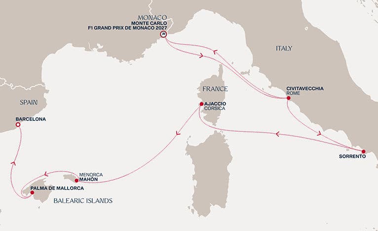 13 nights Mediterranean cruise on EXPLORA I 
from 🇮🇹 Civitavecchia to 🇪🇸 Barcelona 