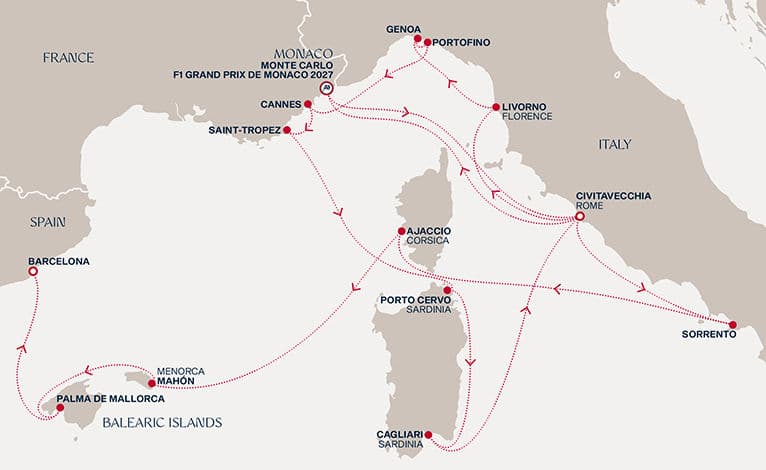 21 nights Mediterranean cruise on EXPLORA I 
from 🇮🇹 Civitavecchia to 🇪🇸 Barcelona 