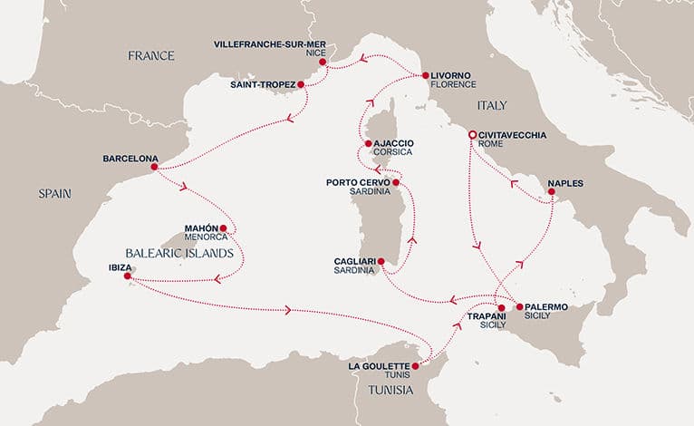 17 nights Mediterranean cruise on EXPLORA VI 
from 🇮🇹 Civitavecchia 