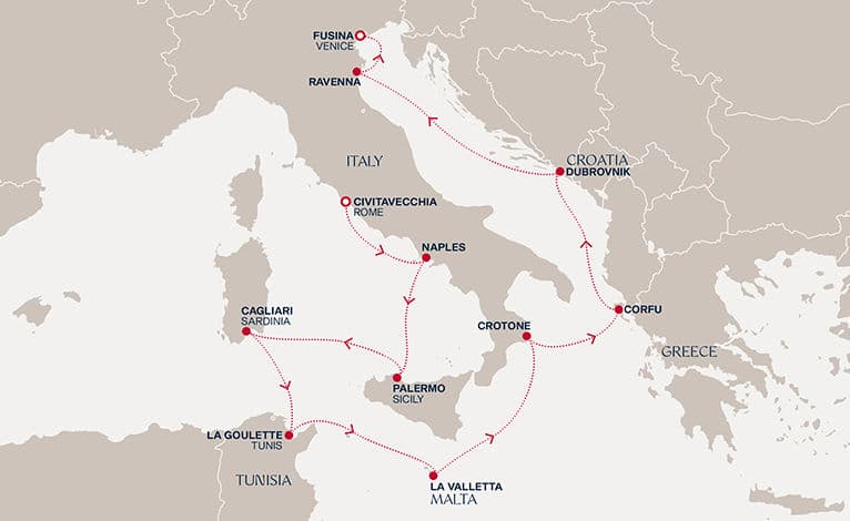 10 nights Mediterranean cruise on EXPLORA V 
from 🇮🇹 Civitavecchia to 🇮🇹 Fusina 