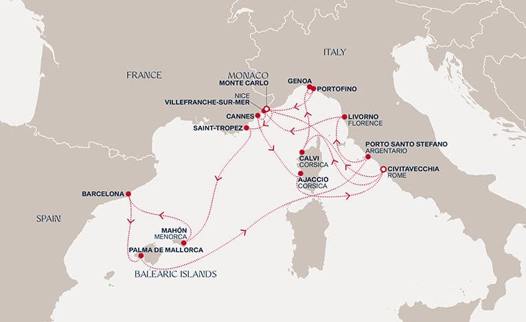 16 nights Mediterranean cruise on EXPLORA II 
from 🇮🇹 Civitavecchia to 🇲🇨 Monte Carlo 