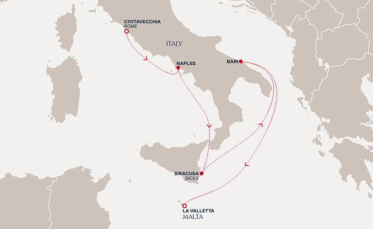 6 nights Mediterranean cruise on EXPLORA II 
from 🇮🇹 Civitavecchia to 🇲🇹 Valletta 
