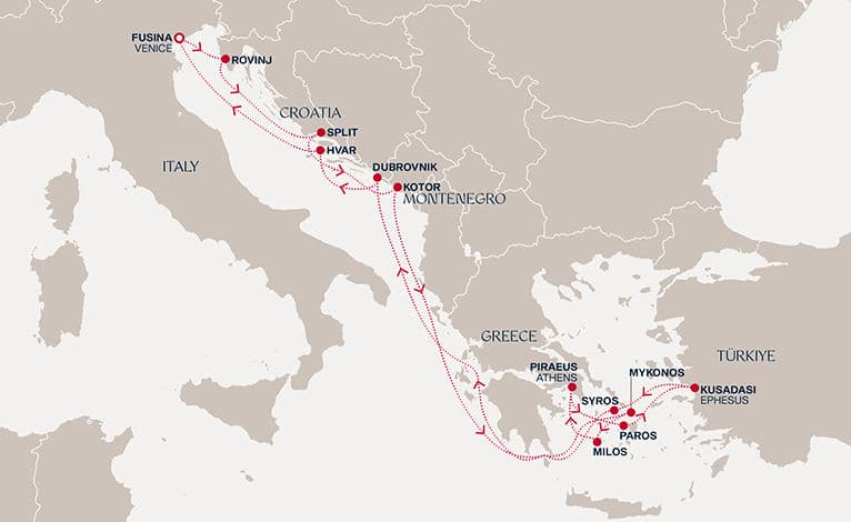14 nights Mediterranean cruise on EXPLORA II 
from 🇮🇹 Fusina 