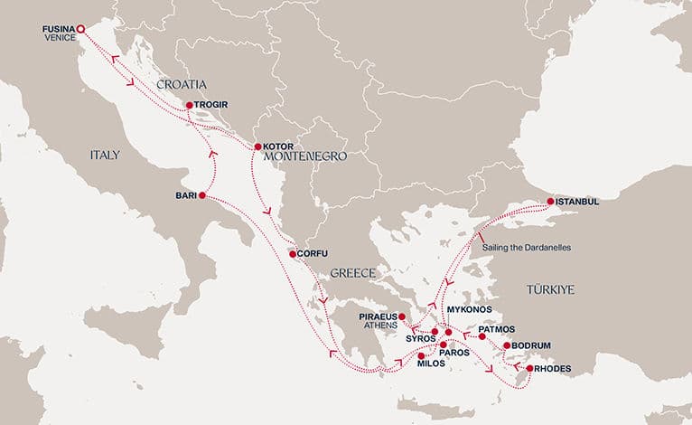 19 nights Mediterranean cruise on EXPLORA II 
from 🇮🇹 Fusina 