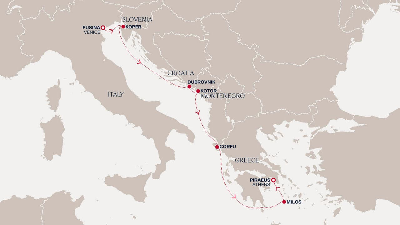 7 nights Mediterranean cruise on EXPLORA II 
from 🇮🇹 Fusina to 🇬🇷 Piraeus 