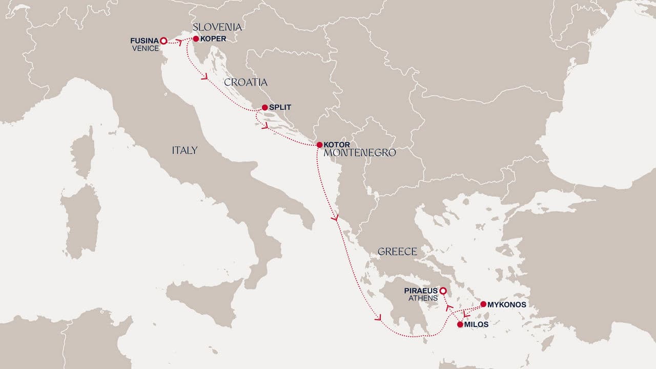 7 nights Mediterranean cruise on EXPLORA II 
from 🇮🇹 Fusina to 🇬🇷 Piraeus 