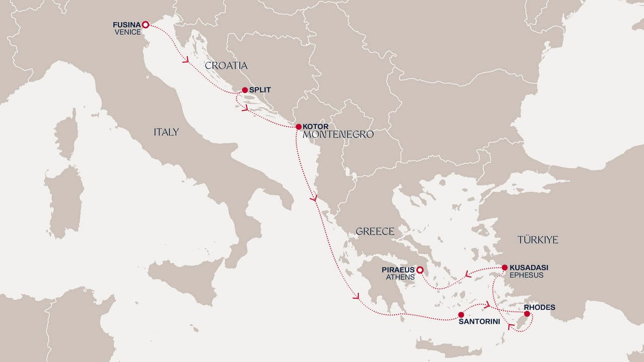 7 nights Mediterranean cruise on EXPLORA V 
from 🇮🇹 Fusina to 🇬🇷 Piraeus 