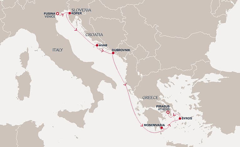 7 nights Mediterranean cruise on EXPLORA I 
from 🇮🇹 Fusina to 🇬🇷 Piraeus 