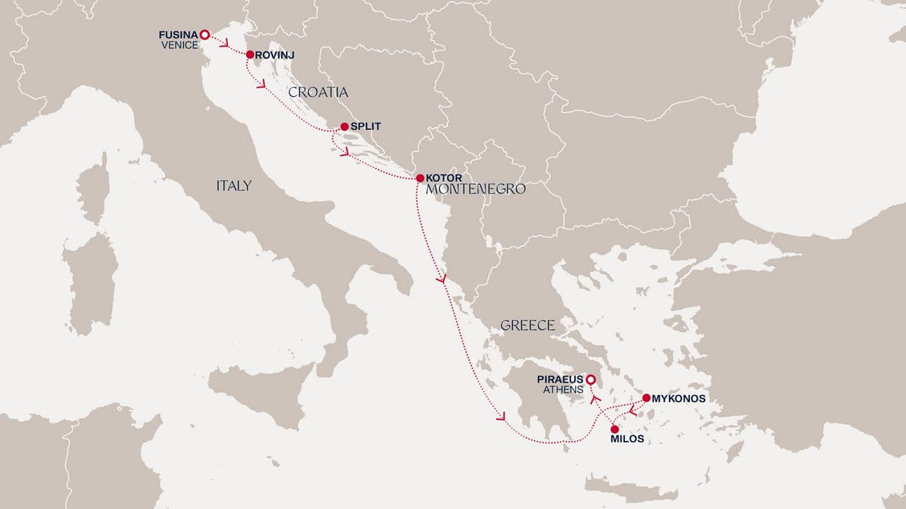 7 nights Mediterranean cruise on EXPLORA II 
from 🇮🇹 Fusina to 🇬🇷 Piraeus 