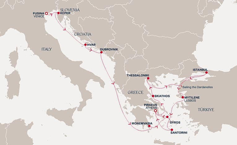 14 nights Mediterranean cruise on EXPLORA I 
from 🇮🇹 Fusina to 🇬🇷 Piraeus 
