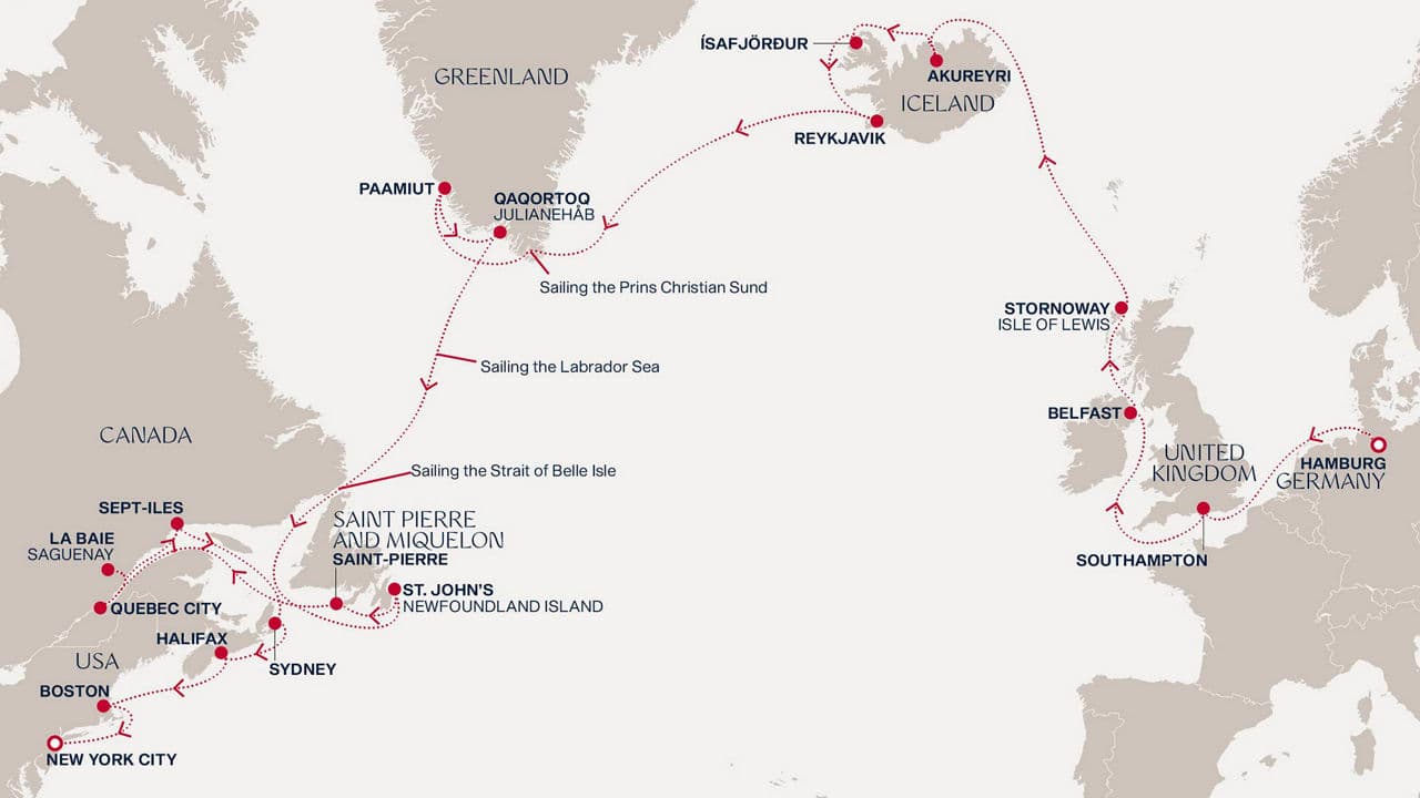 31 nights Transatlantic cruise on EXPLORA IV 
from 🇩🇪 Hamburg to 🇺🇸 New York 