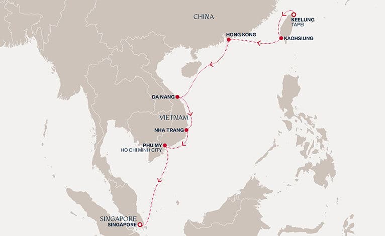 11 nights cruise on EXPLORA III 
from 🇹🇼 Keelung to 🇸🇬 Singapore 