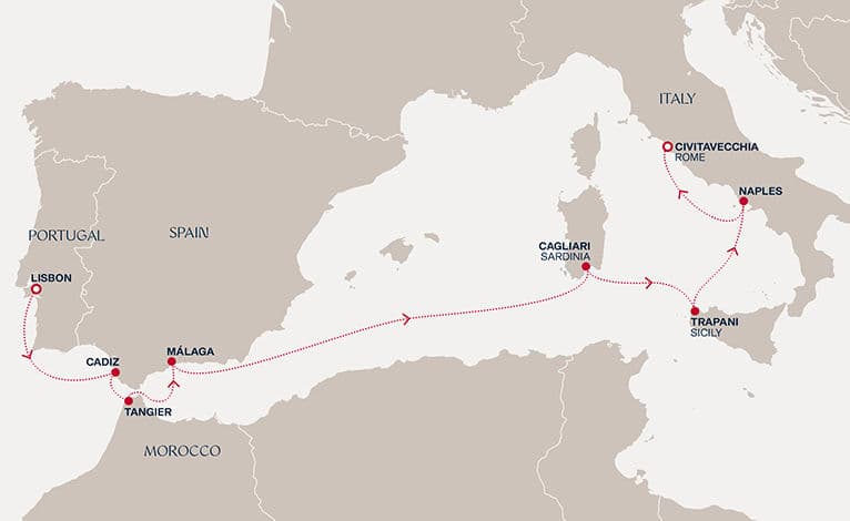 10 nights Mediterranean cruise on EXPLORA II 
from 🇵🇹 Lisbon to 🇮🇹 Civitavecchia 