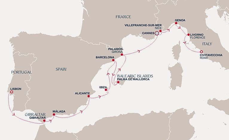 14 nights Mediterranean cruise on EXPLORA II 
from 🇵🇹 Lisbon to 🇮🇹 Civitavecchia 