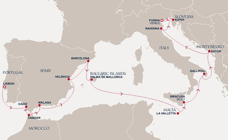 17 nights Mediterranean cruise on EXPLORA IV 
from 🇵🇹 Lisbon to 🇮🇹 Fusina 