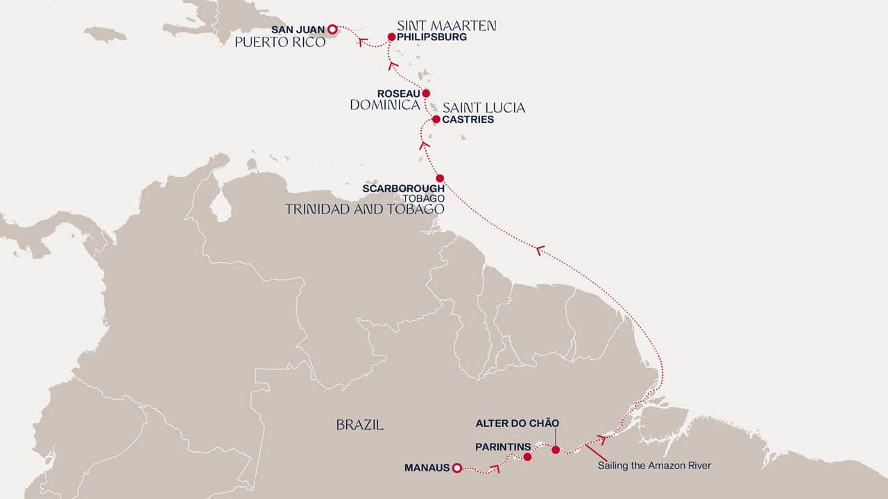 10 nights Transatlantic cruise on EXPLORA II 
from 🇧🇷 Manaus to 🇵🇷 San Juan 