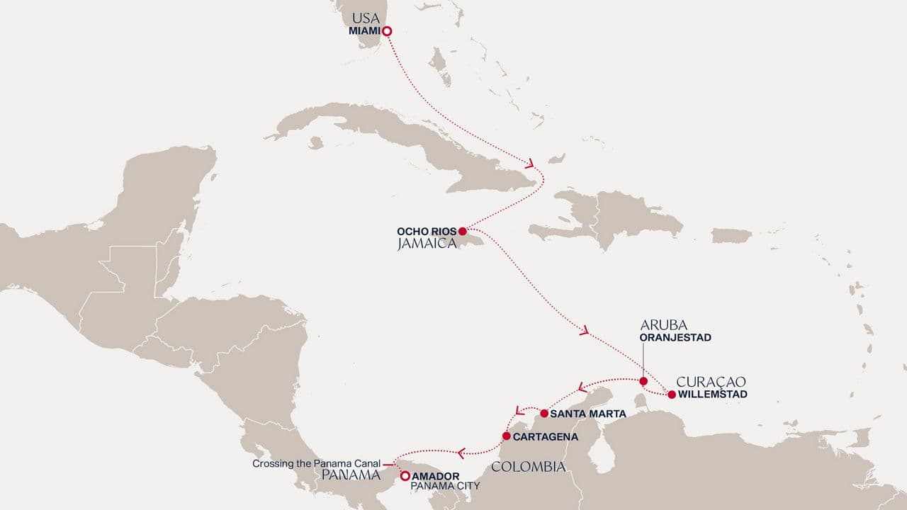 10 nights Caribbean cruise on EXPLORA III 
from 🇺🇸 Miami to 🇵🇦 Fuerte Amador 
