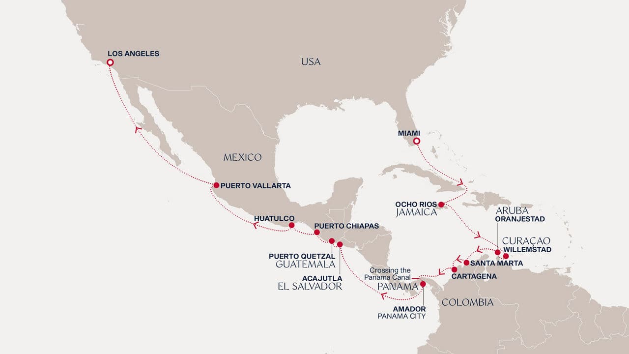 21 nights Caribbean cruise on EXPLORA III 
from 🇺🇸 Miami to 🇺🇸 Los Angeles 
