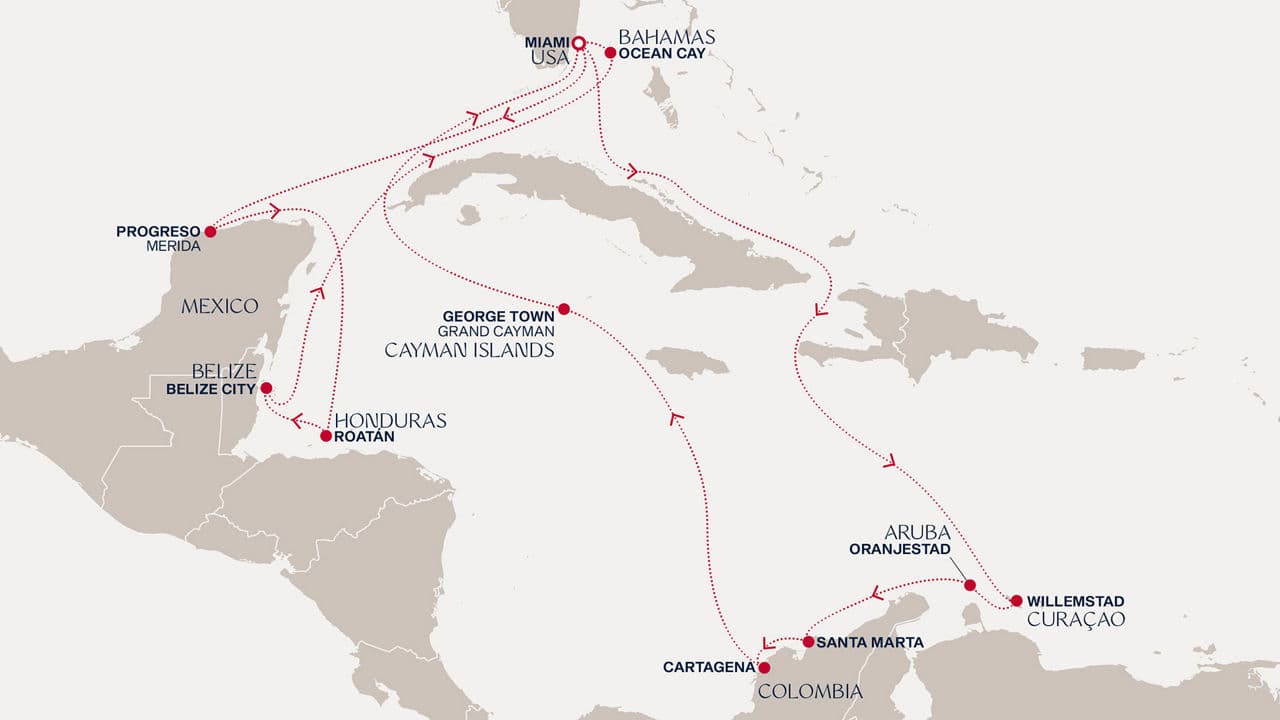 18 nights Caribbean cruise on EXPLORA I 
from 🇺🇸 Miami 