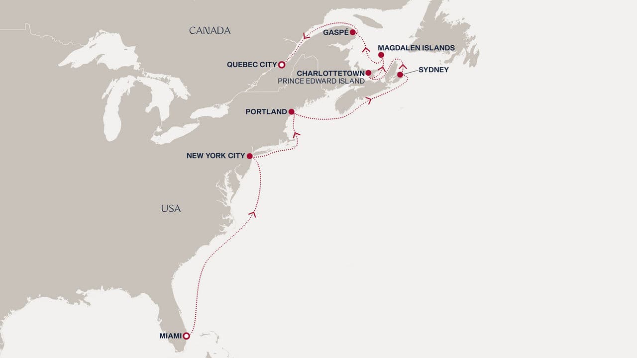 12 nights North East American cruise on EXPLORA IV 
from 🇺🇸 Miami to 🇨🇦 Quebec City 