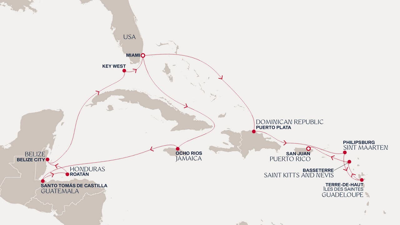 16 nights Caribbean cruise on EXPLORA I 
from 🇺🇸 Miami to 🇵🇷 San Juan 