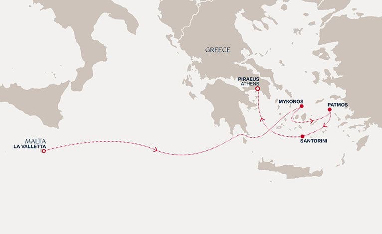 5 nights Mediterranean cruise on EXPLORA II 
from 🇲🇹 Valletta to 🇬🇷 Piraeus 