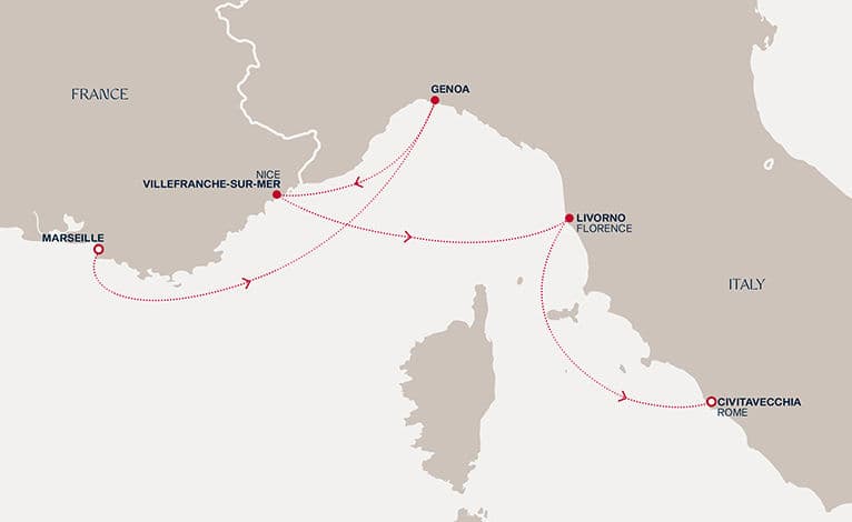 4 nights Mediterranean cruise on EXPLORA II 
from 🇫🇷 Marseille to 🇮🇹 Civitavecchia 