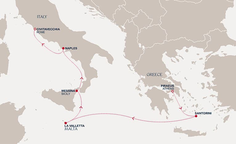 6 nights Mediterranean cruise on EXPLORA II 
from 🇬🇷 Piraeus to 🇮🇹 Civitavecchia 