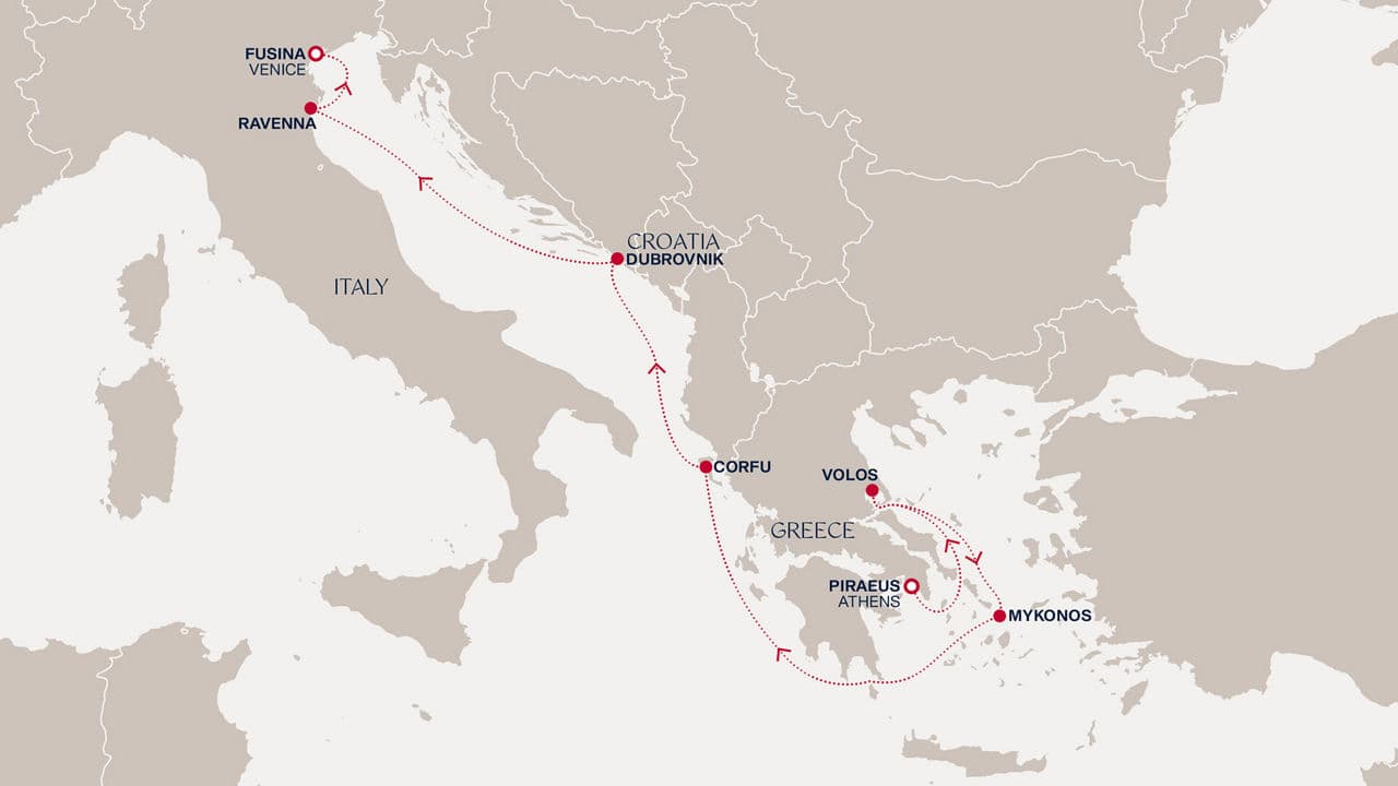 7 nights Mediterranean cruise on EXPLORA V 
from 🇬🇷 Piraeus to 🇮🇹 Fusina 