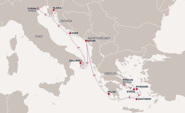 10 nights Mediterranean cruise on EXPLORA II 
from 🇬🇷 Piraeus to 🇮🇹 Fusina 