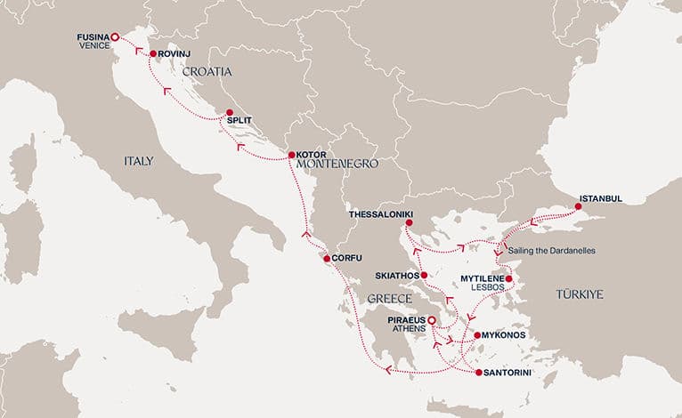 14 nights Mediterranean cruise on EXPLORA I 
from 🇬🇷 Piraeus to 🇮🇹 Fusina 